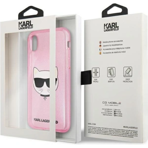 Karl Lagerfeld KLHCI61CHTUGLP Apple iPhone XR  pink hardcase Glitter Choupette