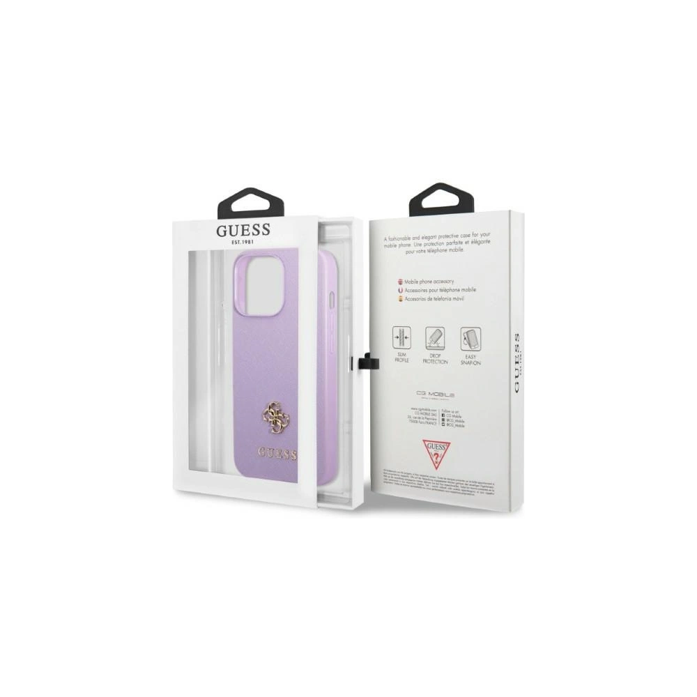 Etui Guess GUHCP13LPS4MU Apple iPhone 13 Pro purpurowy/purple hardcase Saffiano 4G Small Metal Logo