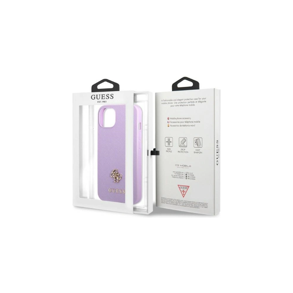 Etui Guess GUHCP13MPS4MU Apple iPhone 13 purpurowy/purple hardcase Saffiano 4G Small Metal Logo