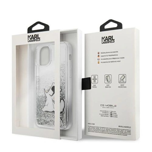 Kup Case Karl Lagerfeld KLHCP12LGCFS Apple iPhone 12 Pro Max silber/silver Hardcase Liquid Glitter Choupette Fun - KLD1362 - {ean13} - Sklep Home Screen