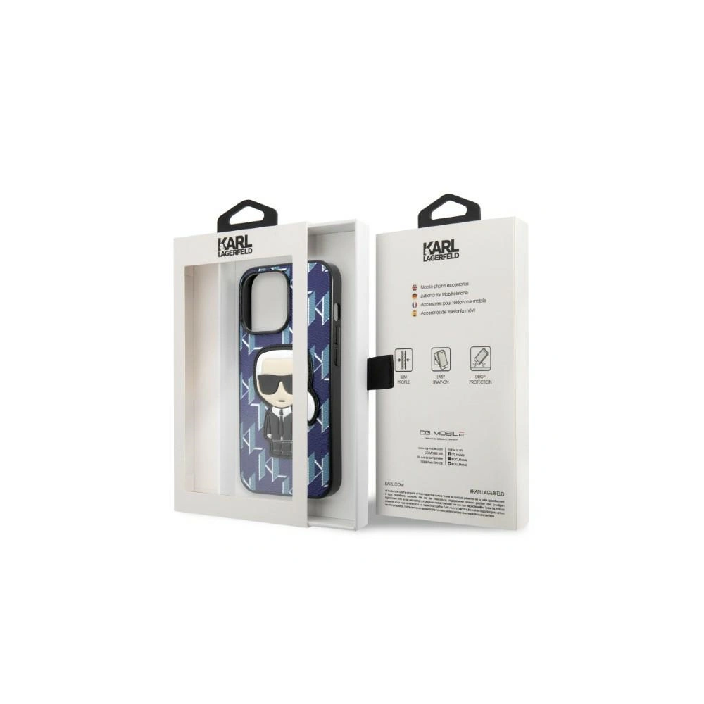 Etui Karl Lagerfeld KLHCP13LPMNIKBL Apple iPhone 13 Pro hardcase niebieski/blue Monogram Ikonik Patch