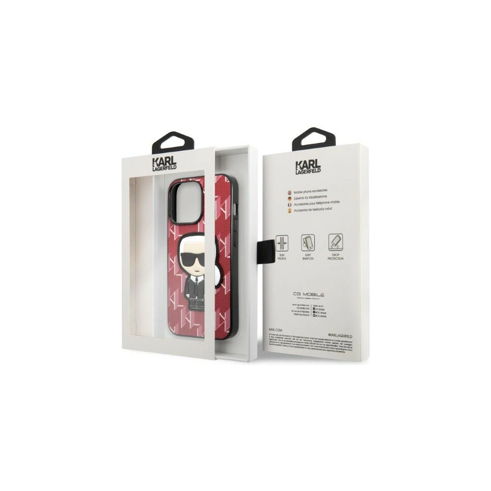 Etui Karl Lagerfeld KLHCP13LPMNIKPI Apple iPhone 13 Pro hardcase czerwony/red Monogram Ikonik Patch