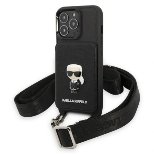 Kup Etui Karl Lagerfeld KLHCP13LSAIPCK Apple iPhone 13 Pro hardcase negru/black Saffiano Metal Ikonik - KLD1366 - {ean13} - Sklep Home Screen