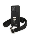 Etui Karl Lagerfeld KLHCP13LSAIPCK Apple iPhone 13 Pro kemény tok fekete/szürke Saffiano Metal Ikonik