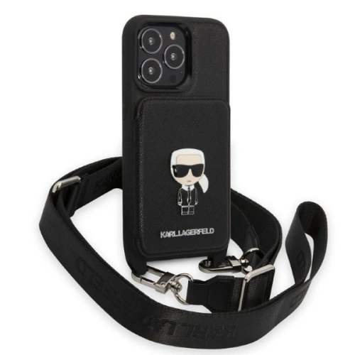 Kup Etui Karl Lagerfeld KLHCP13LSAIPCK Apple iPhone 13 Pro hardcase negru/black Saffiano Metal Ikonik - KLD1366 - {ean13} - Sklep Home Screen
