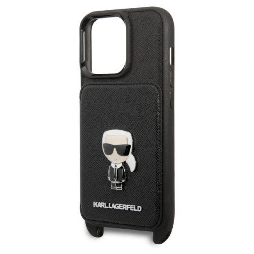 Kup Etui Karl Lagerfeld KLHCP13LSAIPCK Apple iPhone 13 Pro hardcase negru/black Saffiano Metal Ikonik - KLD1366 - {ean13} - Sklep Home Screen