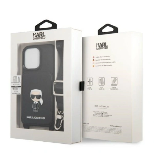 Kup Etui Karl Lagerfeld KLHCP13LSAIPCK Apple iPhone 13 Pro hardcase negru/black Saffiano Metal Ikonik - KLD1366 - {ean13} - Sklep Home Screen