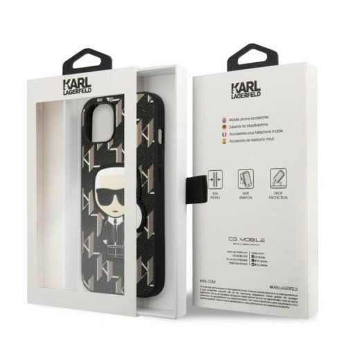 Kup Etui Karl Lagerfeld KLHCP13SPMNIKBK Apple iPhone 13 mini hardcase negru/black Monogram Ikonik Patch - KLD1380 - {ean13} - Sklep Home Screen