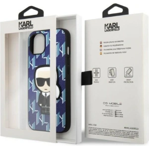 Kup Case Karl Lagerfeld KLHCP13SPMNIKBL Apple iPhone 13 mini Hardcase blau/blue Monogram Ikonik Patch - KLD1381 - {ean13} - Sklep Home Screen