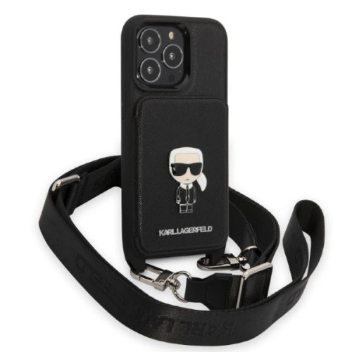 Kup Case Karl Lagerfeld KLHCP13XSAIPCK Apple iPhone 13 Pro Max Hardcase schwarz/schwarz Saffiano Metal Ikonik - KLD1389 - {ean13} - Sklep Home Screen