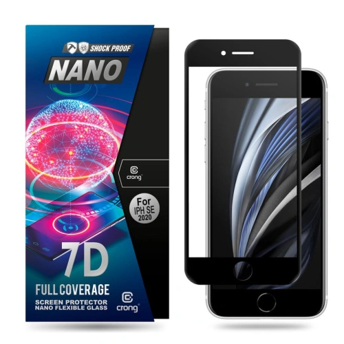 Kup Hybriertes Glas Crong 7D Nano Flexibles Glas für Apple iPhone SE 2022/SE 2020/8/7 (Schwarz) - CRG7 - {ean13} - Sklep Home Screen