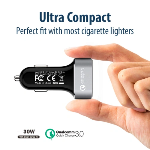 Kup Încărcător auto Crong Power Car Charger 30W USB QuickCharge 3.0 + USB 2.4A (aluminiu) - CRG75 - {ean13} - Sklep Home Screen