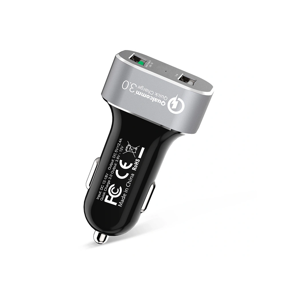 Ładowarka samochodowa Crong Power Car Charger 30W USB QuickCharge 3.0 + USB 2.4A (aluminium)