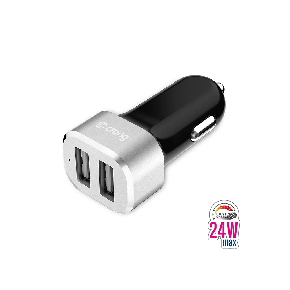 Ładowarka samochodowa Crong Power Car Charger 24W 2xUSB 2.4A (aluminium)