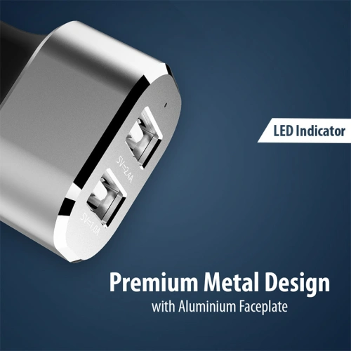 Kup Autós töltő Crong Power Car Charger 24W 2xUSB 2.4A (alumínium) - CRG76 - {ean13} - Sklep Home Screen