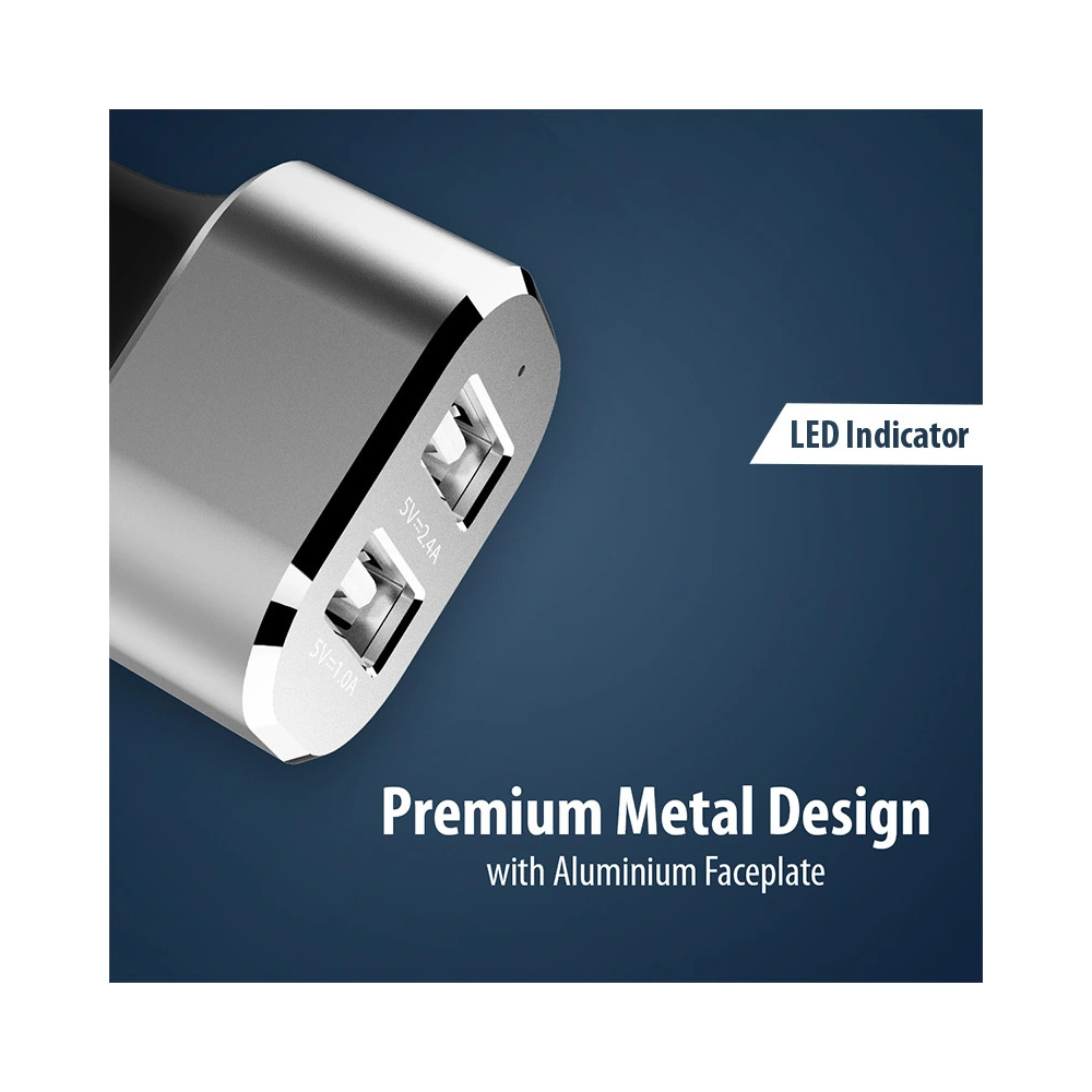 Ładowarka samochodowa Crong Power Car Charger 24W 2xUSB 2.4A (aluminium)