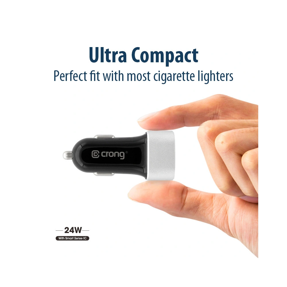 Ładowarka samochodowa Crong Power Car Charger 24W 2xUSB 2.4A (aluminium)