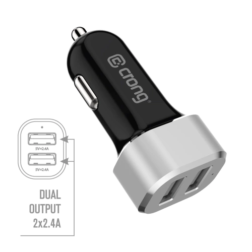 Kup Autós töltő Crong Power Car Charger 24W 2xUSB 2.4A (alumínium) - CRG76 - {ean13} - Sklep Home Screen