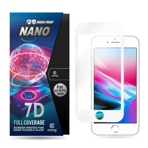 Kup Hybritní sklo Crong 7D Nano Flexibilní sklo Apple iPhone 8/7 Plus (Bílé) - CRG78 - {ean13} - Sklep Home Screen