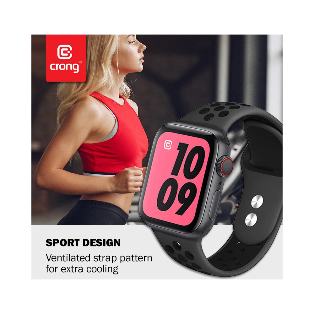 Pasek Crong Duo Sport Apple Watch 4/5/6/7/SE/8/9/10 40/41/42mm (szary/czarny)