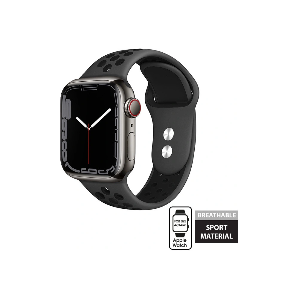 Pasek Crong Duo Sport Apple Watch 4/5/6/7/SE/8/9/Ultra 44/45/49mm (szary/czarny)