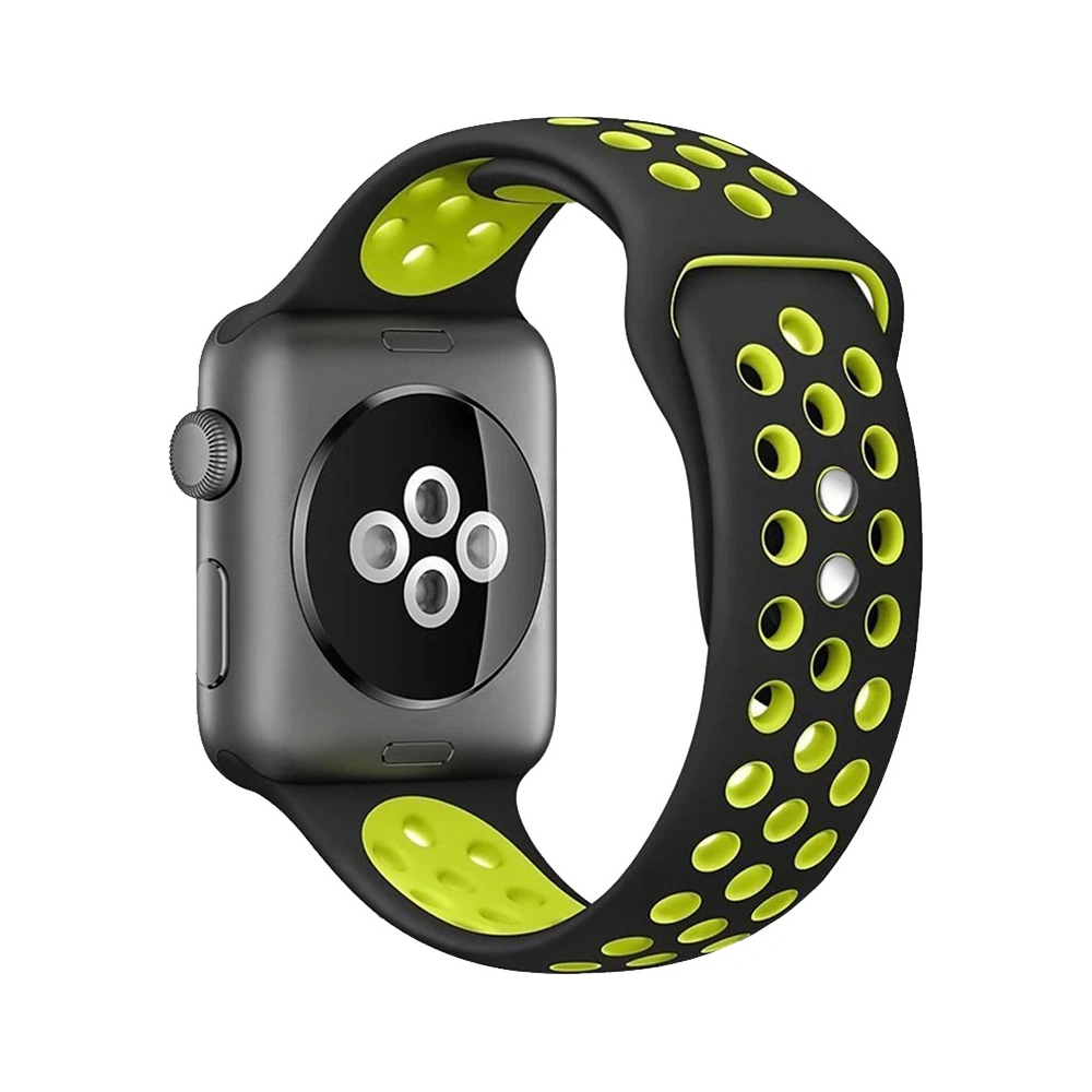 Pasek Crong Duo Sport Apple Watch 4/5/6/7/SE/8/9/10 40/41/42mm (czarny/limonkowy)