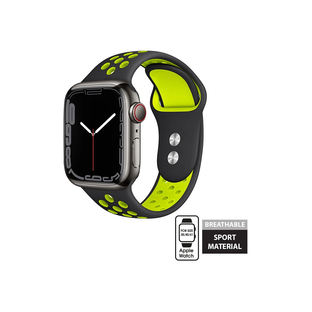 Pasek Crong Duo Sport Apple Watch 4/5/6/7/SE/8/9/10 40/41/42mm (czarny/limonkowy)