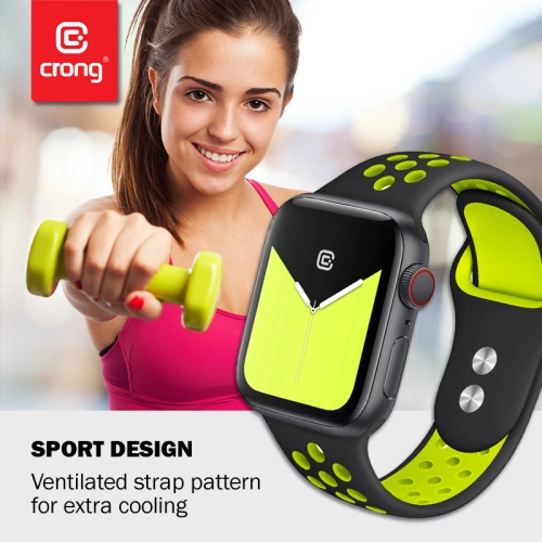 Kup Pasek Crong Duo Sport Apple Watch 4/5/6/7/SE/8/9/Ultra 44/45/49mm (fekete/lime) - CRG142 - {ean13} - Sklep Home Screen