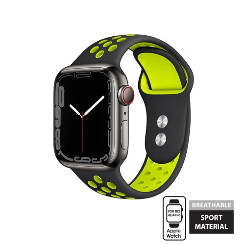 Kup Pasek Crong Duo Sport Apple Watch 4/5/6/7/SE/8/9/Ultra 44/45/49mm (fekete/lime) - CRG142 - {ean13} - Sklep Home Screen