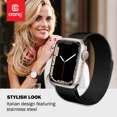 Buy Bracelet Crong Milano Steel Apple Watch 4/5/6/7/SE/8/9 40/41mm (black) - CRG157 - {ean13} - Home Screen Store Europe