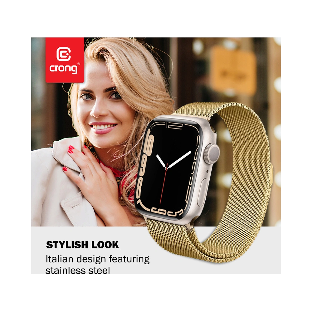 Bransoleta Crong Milano Steel Apple Watch 4/5/6/7/SE/8/9 40/41mm (złoty)