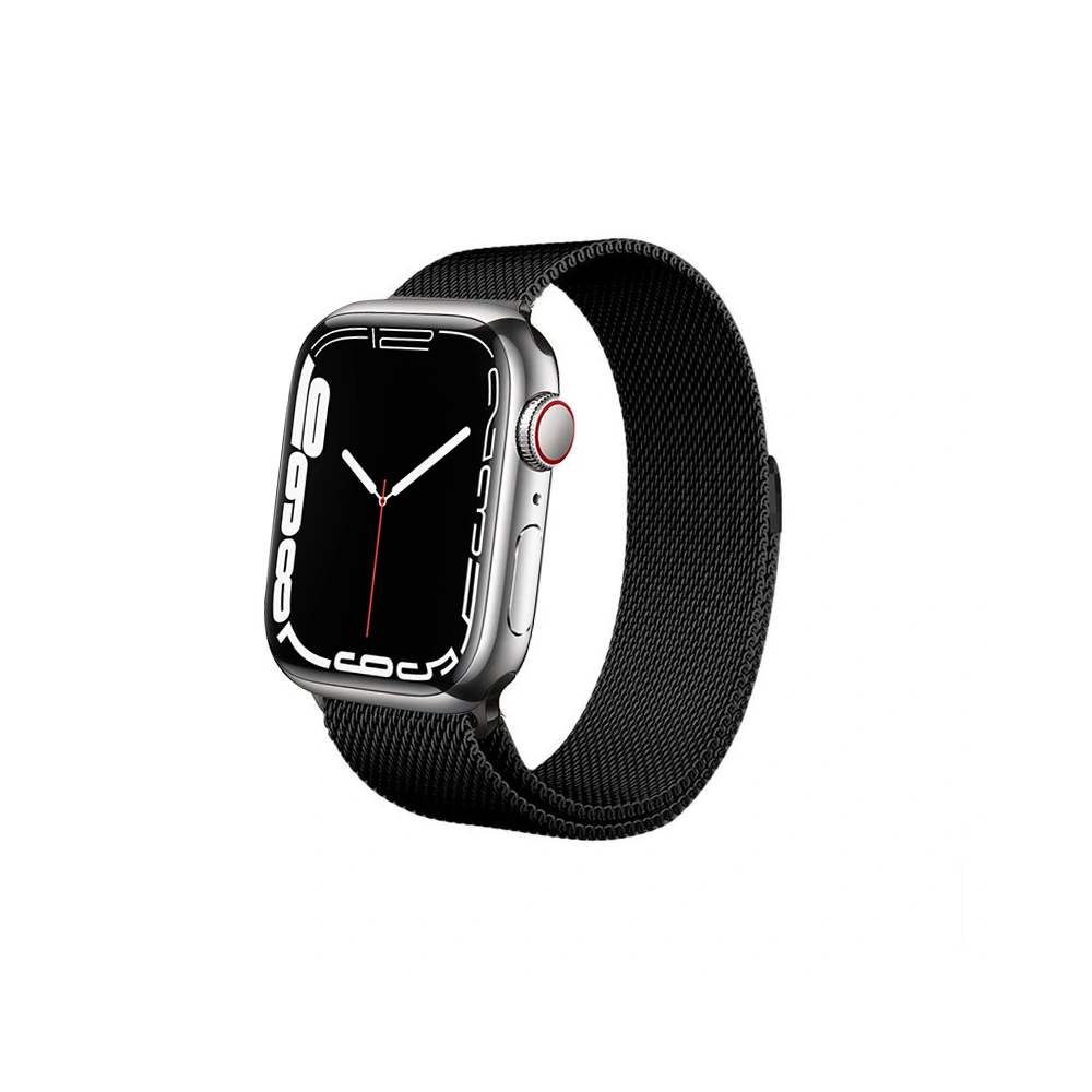 Bransoleta Crong Milano Steel Apple Watch 4/5/6/7/SE/8/9/Ultra 44/45/49mm (czarny)