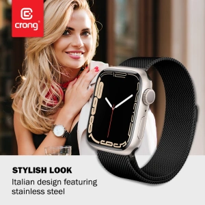 Kup Armband Crong Milano Steel Apple Watch 4/5/6/7/SE/8/9/Ultra 44/45/49mm (schwarz) - CRG160 - {ean13} - Sklep Home Screen