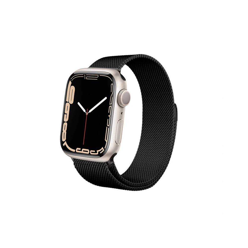 Bransoleta Crong Milano Steel Apple Watch 4/5/6/7/SE/8/9/Ultra 44/45/49mm (czarny)