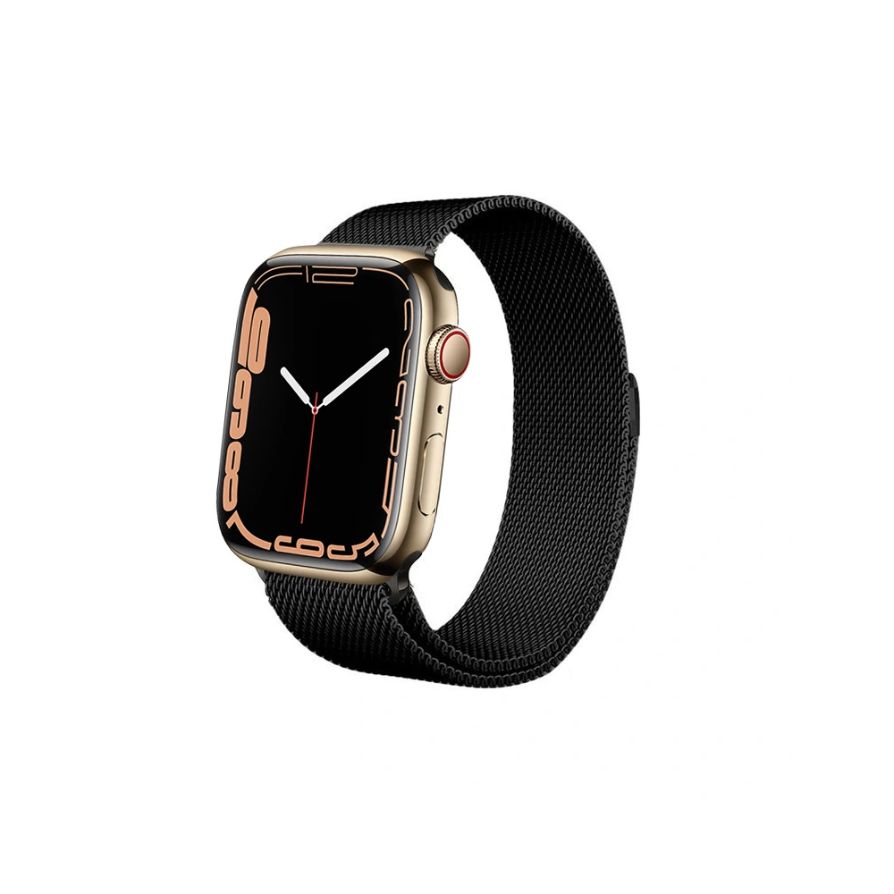 Bransoleta Crong Milano Steel Apple Watch 4/5/6/7/SE/8/9/Ultra 44/45/49mm (czarny)
