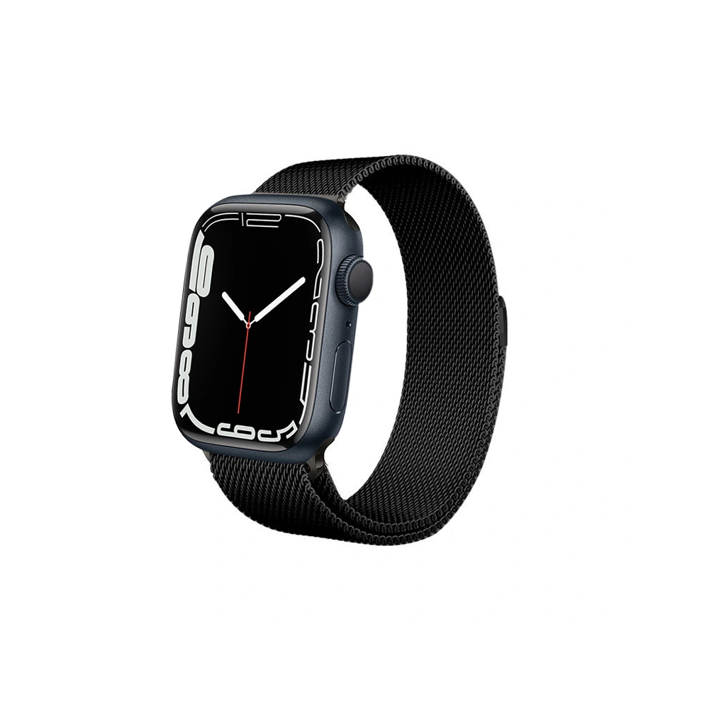 Bransoleta Crong Milano Steel Apple Watch 4/5/6/7/SE/8/9/Ultra 44/45/49mm (czarny)