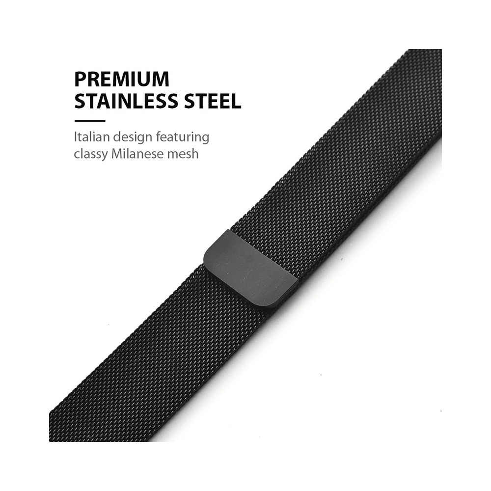 Bransoleta Crong Milano Steel Apple Watch 4/5/6/7/SE/8/9/Ultra 44/45/49mm (czarny)