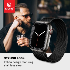 Kup Armband Crong Milano Steel Apple Watch 4/5/6/7/SE/8/9/Ultra 44/45/49mm (schwarz) - CRG160 - {ean13} - Sklep Home Screen