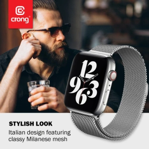 Kup Armband Crong Milano Steel Apple Watch 4/5/6/7/SE/8/9/Ultra 44/45/49mm (silber) - CRG161 - {ean13} - Sklep Home Screen