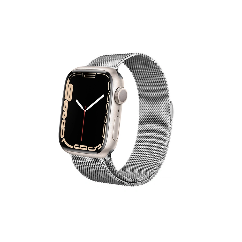 Bransoleta Crong Milano Steel Apple Watch 4/5/6/7/SE/8/9/Ultra 44/45/49mm (srebrny)