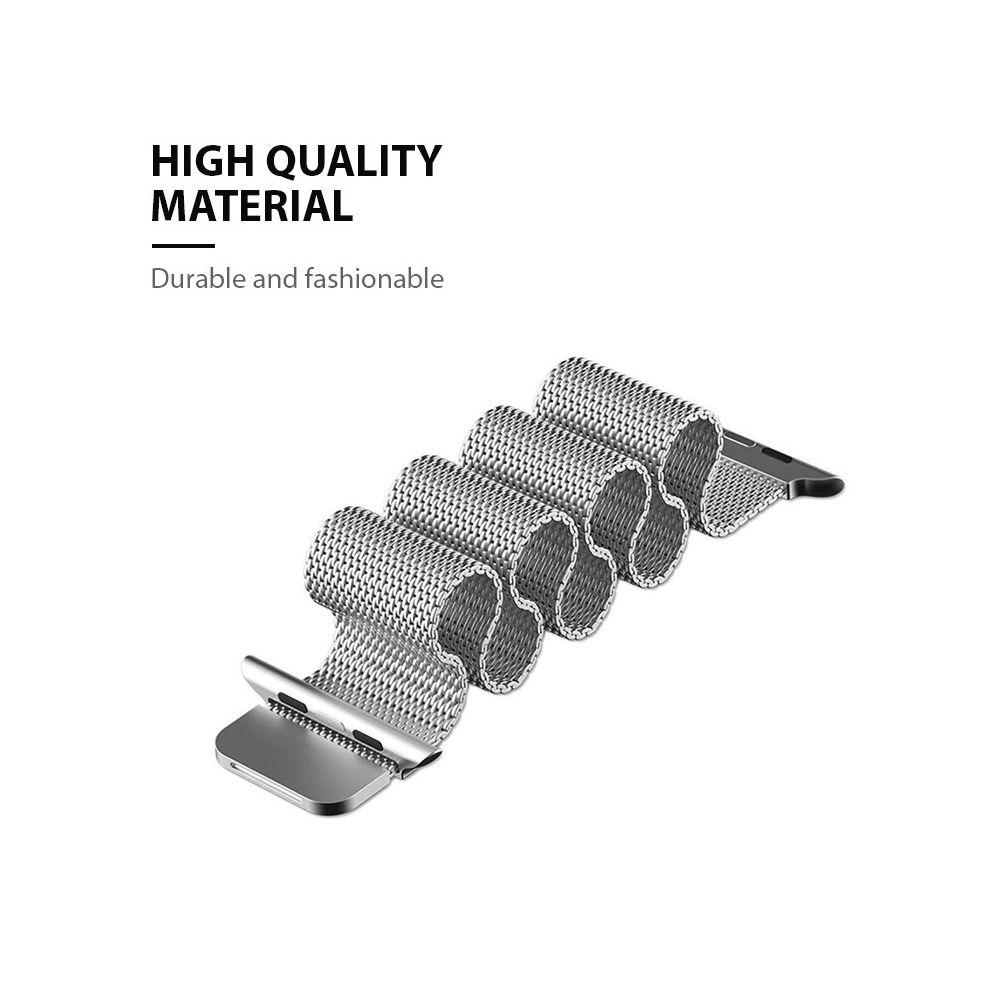 Bransoleta Crong Milano Steel Apple Watch 4/5/6/7/SE/8/9/Ultra 44/45/49mm (srebrny)