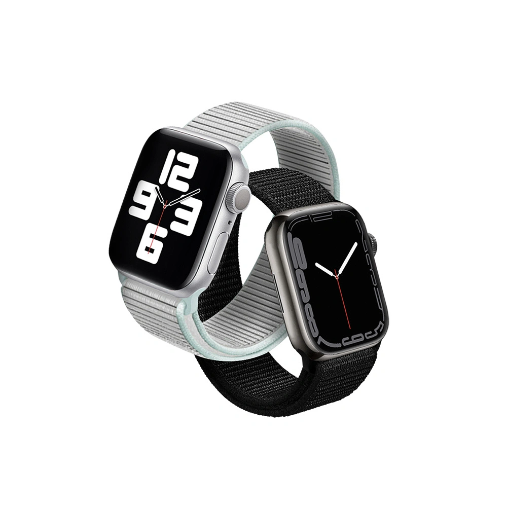 Pasek Crong Nylon Reflex Apple Watch 4/5/6/7/SE/8/9/Ultra 44/45/49mm (czarny)