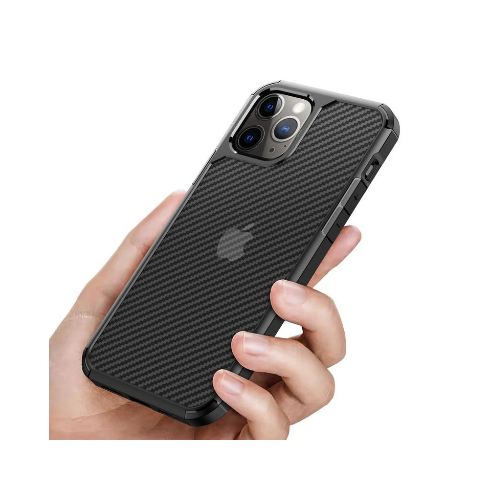 Etui Crong Hybrid Carbon Apple iPhone 12/12 Pro (czarny)