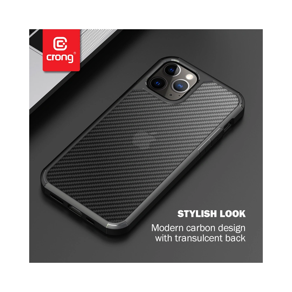 Etui Crong Hybrid Carbon Apple iPhone 12/12 Pro (czarny)