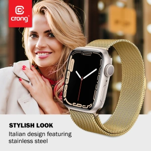 Kup Armband Crong Milano Steel Apple Watch 4/5/6/7/SE/8/9/Ultra 44/45/49mm (gold) - CRG253 - {ean13} - Sklep Home Screen