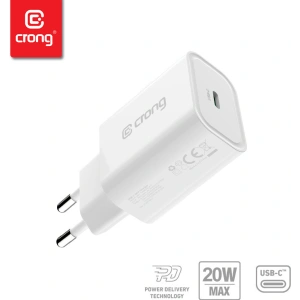 Ładowarka sieciowa Crong USB-C Travel Charger USB-C Power Delivery 20W (biały)