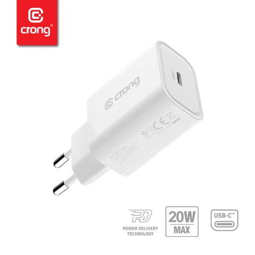 Kup Ładowarka sieciowa Crong USB-C Travel Charger USB-C Power Delivery 20W (biały) - CRG311 - {ean13} - Sklep Home Screen