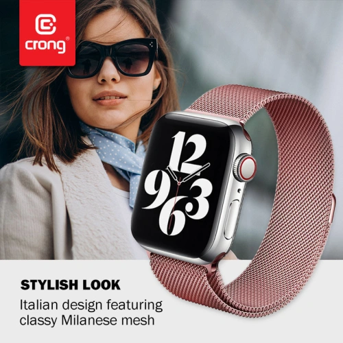 Kup Bransoleta Crong Milano Steel Apple Watch 4/5/6/7/SE/8/9 40/41mm (růžové zlato) - CRG318 - {ean13} - Sklep Home Screen