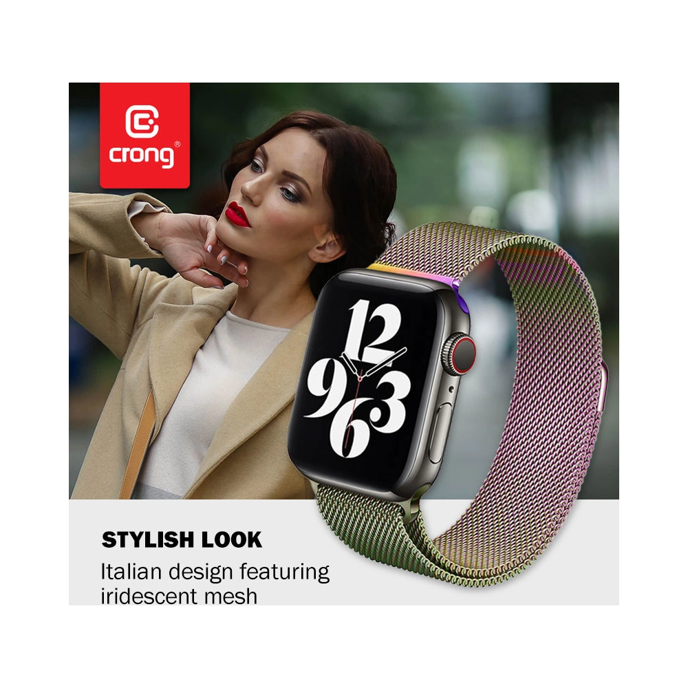 Bransoleta Crong Milano Steel Apple Watch 4/5/6/7/SE/8/9 40/41mm (opalizujący)