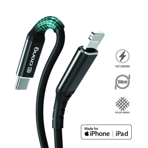 Kup Kabel Crong Armor Link USB-C/Lightning MFi 150cm (černý) - CRG349 - {ean13} - Sklep Home Screen